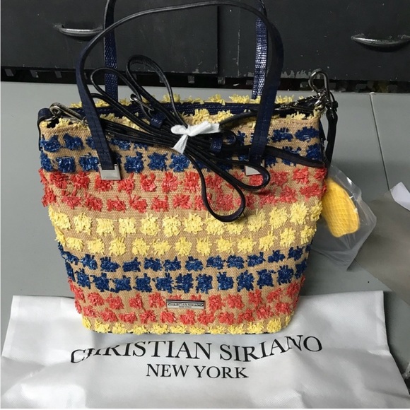 NWT Christian Siriano Sabrina Yellow Orange Blue Tote Shoulder Hand Bag - Picture 1 of 6